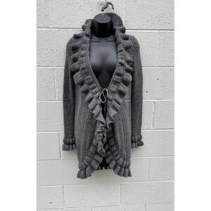 Elisabetta Collection Wool Mohair blend Open Cardigan Ruffle Women’s Size Small